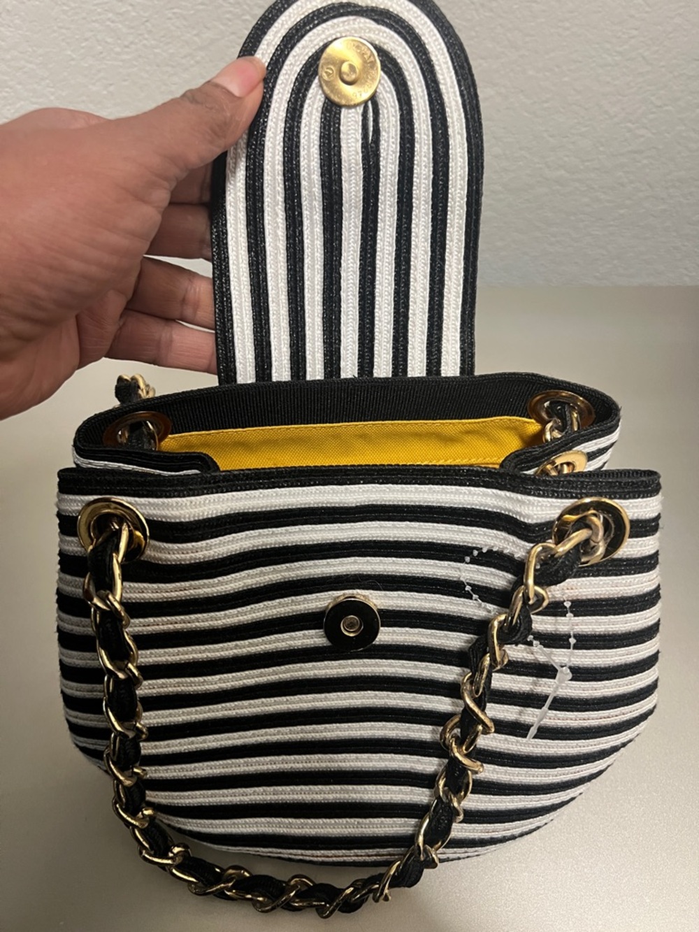 Vintage Eric Javits Squishee Star Fish Striped Black & White with Gold Star - Picture 3 of 16